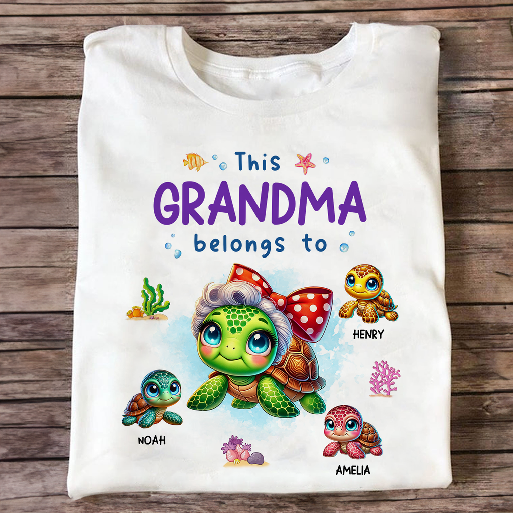 Grandma Grandkids Turtle Personalized Shirt, Gift for Grandmas