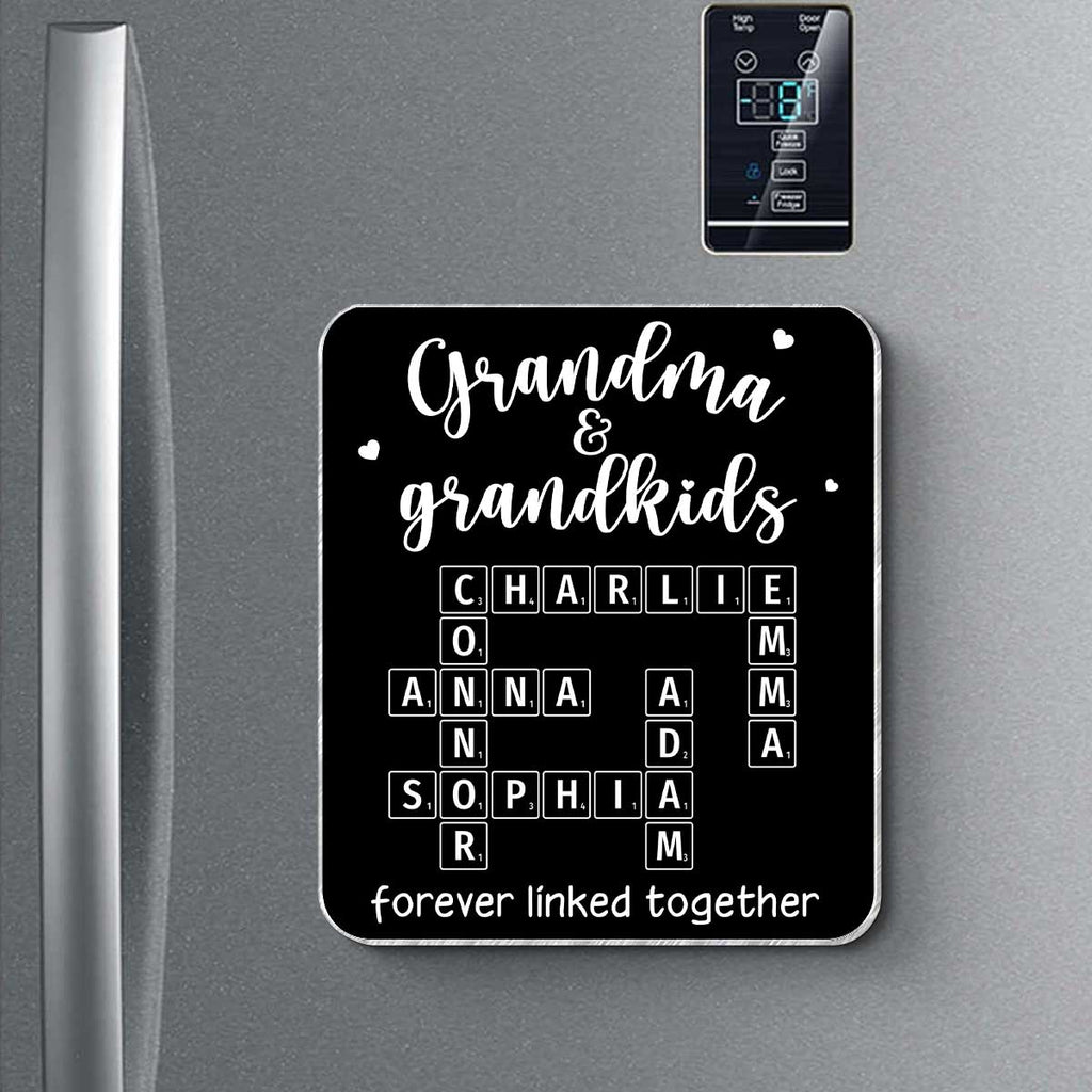 Grandma Grandpa & Grandkids Forever Linked Together Personalized Acrylic Fridge Magnet