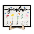 Grandma Grandkids Watercolor Flowers Personalized 2-Layered Wooden Plaque