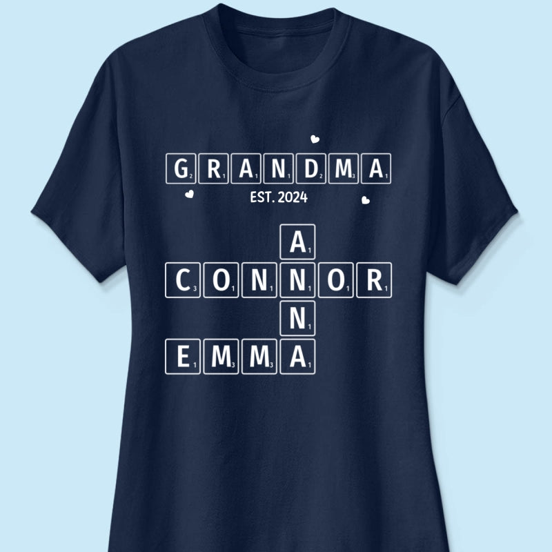 Grandma Grandpa Est. Crossword Art Puzzle Personalized Shirt