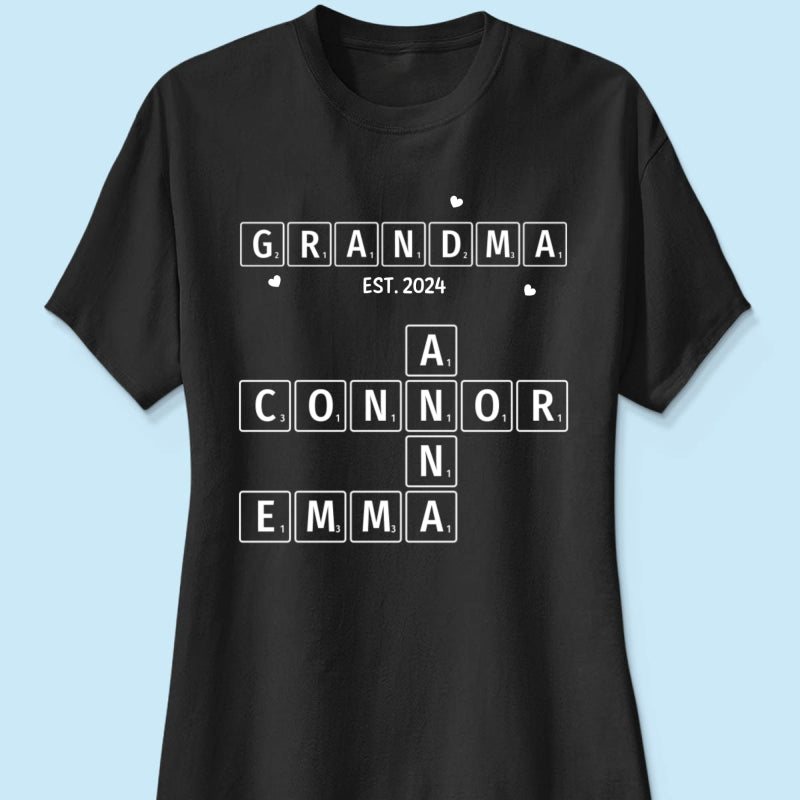 Grandma Grandpa Est. Crossword Art Puzzle Personalized Shirt