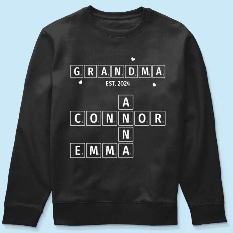Grandma Grandpa Est. Crossword Art Puzzle Personalized Shirt