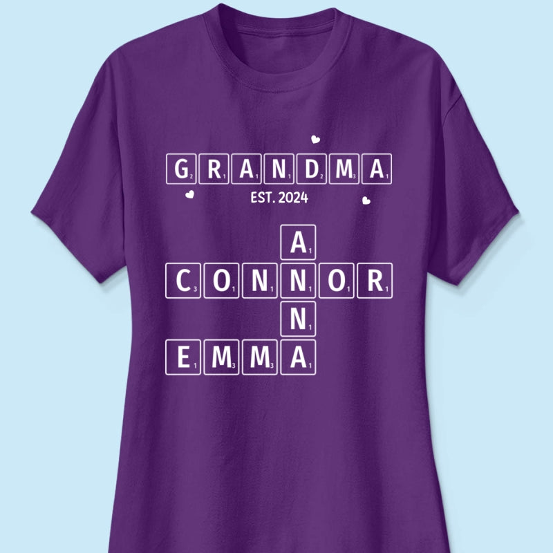 Grandma Grandpa Est. Crossword Art Puzzle Personalized Shirt