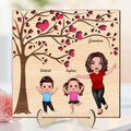 Grandma Grandkids Under Heart Tree Engraved Personalized 2-layer Wooden Plaque