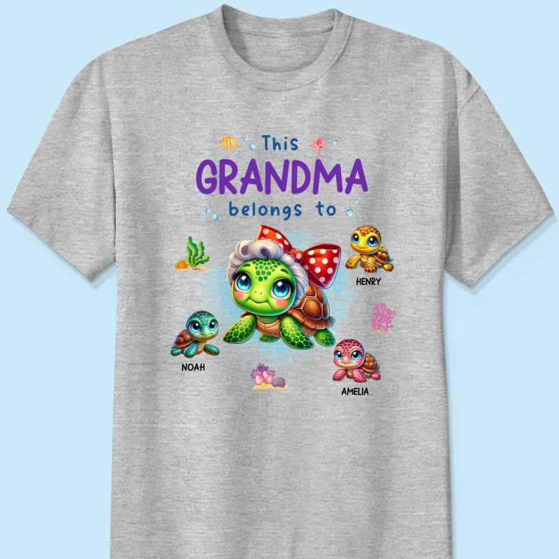 Grandma Grandkids Turtle Personalized Shirt, Gift for Grandmas