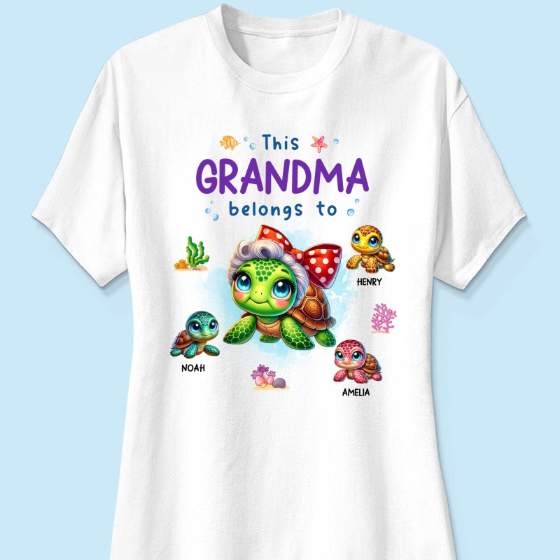 Grandma Grandkids Turtle Personalized Shirt, Gift for Grandmas