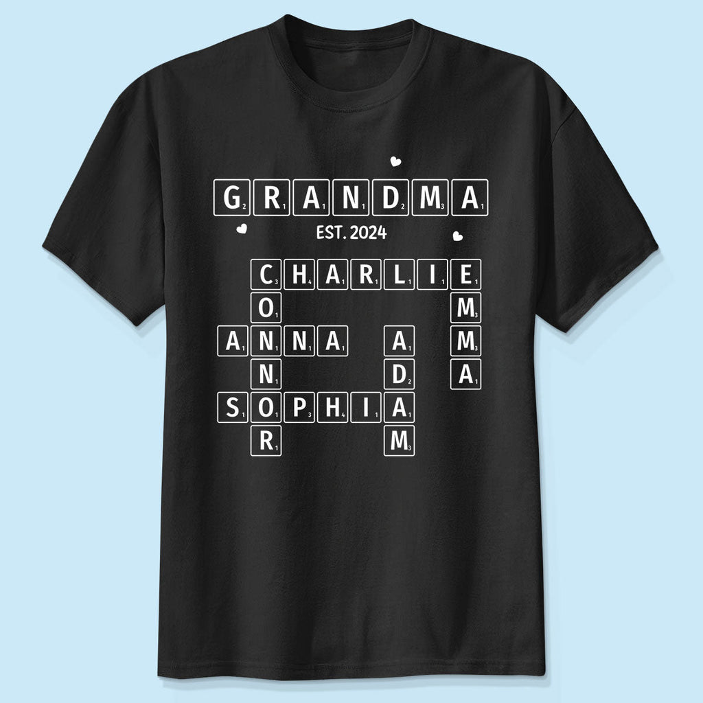 Grandma Grandpa Est. Crossword Art Puzzle Personalized Shirt