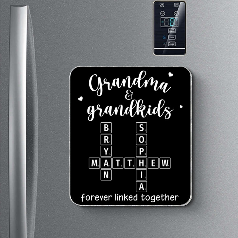 Grandma Grandpa & Grandkids Forever Linked Together Personalized Acrylic Fridge Magnet
